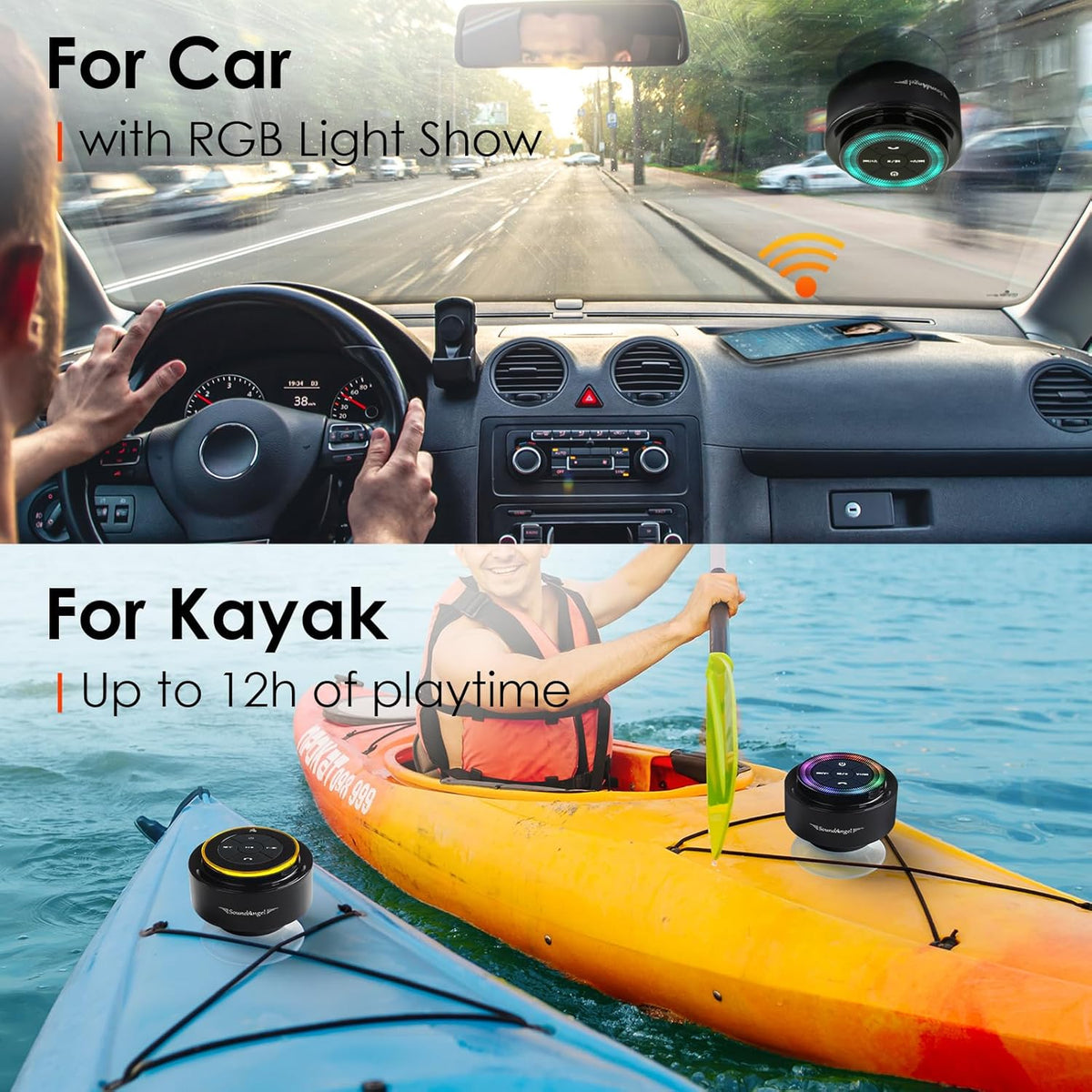 Pro Shower Speaker (Upgraded) Certified IPX7 Waterproof Bluetooth Speaker, 8W Crystal Sound&Rich Bass, 15H Playtime, with Suction Cup, Silicone Lanyard, Ideal Gifts, Soundangel Mate(2 Gen)