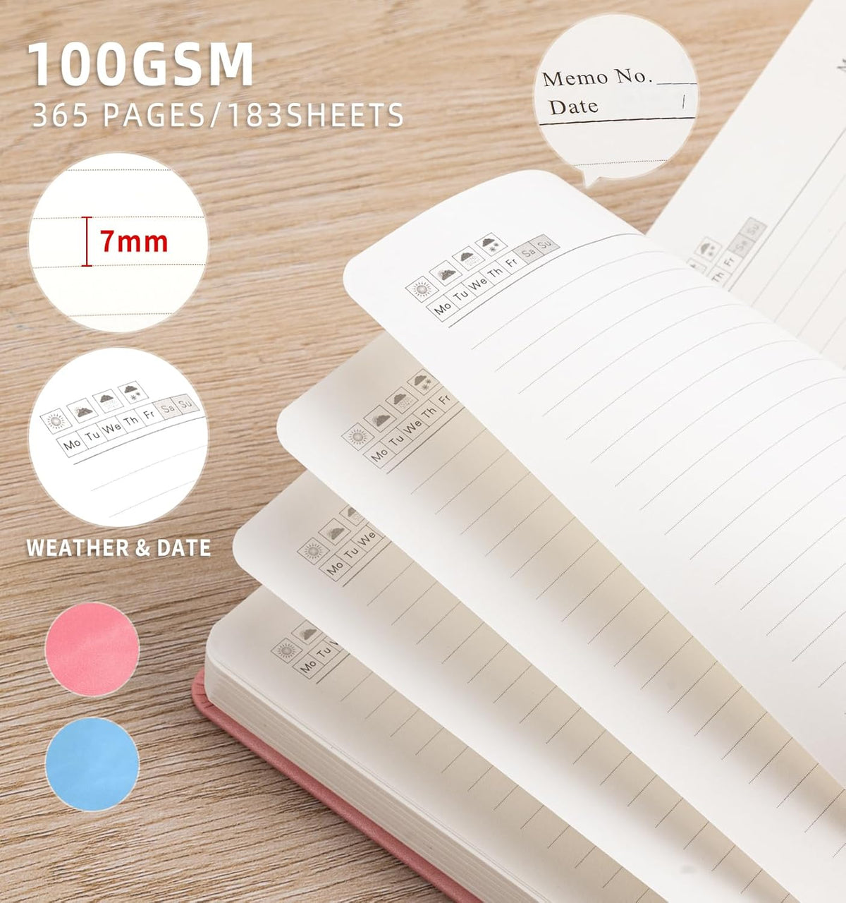 Lined Journal Notebook 365 Pages, A5 Leather Journals for Writing Women & Men, Hardcover Notebook with 100GSM Thick Paper, Daily Journal Notebook for Travel, Work, School, Note Taking, College Ruled | Hardcover Notebook with 100GSM Thick Paper, Daily Journal Notebook for Travel, Work, School, Note Taking, College Ruled