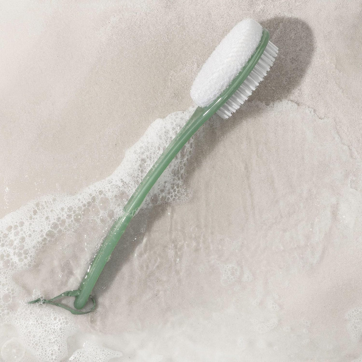 Sea Gems Bath Bristle Brush, Dual-Sided Back Scrubber for Shower | Smooths Rough Spots, Shower Brush for Back, Dual-Sided, Long Handle Bath Brush, Vegan, Low-Waste Design, Body Wash Brush