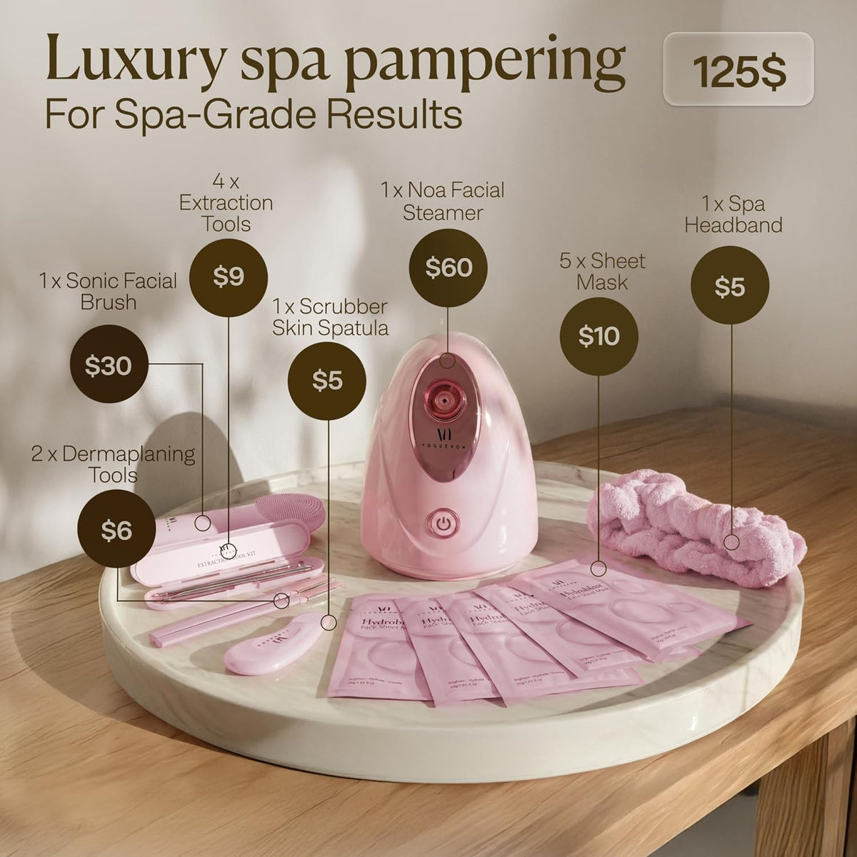 Facial Steamer Spa Kit (15-Pcs), Face Steamer for Facial Deep Cleansing | 15 Skincare Tools with Humidifier Mode, Best Self Care & Spa Gifts, Birthday Gifts for Women
