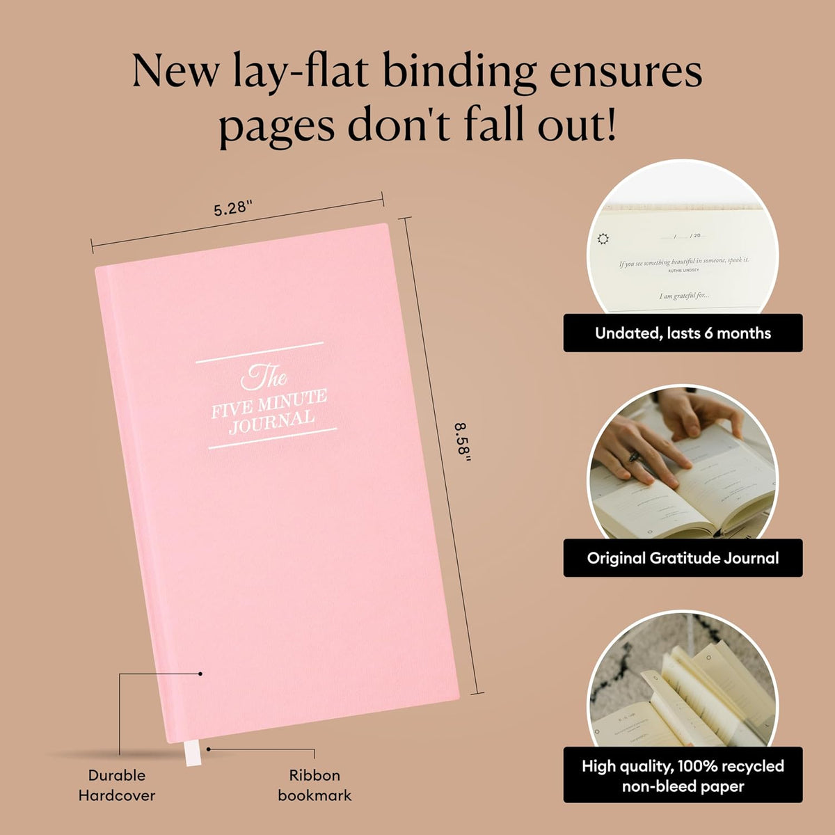 : the Five Minute Journal - Daily Gratitude Journal for Happiness, Mindfulness, and Reflection - Undated Life Planner