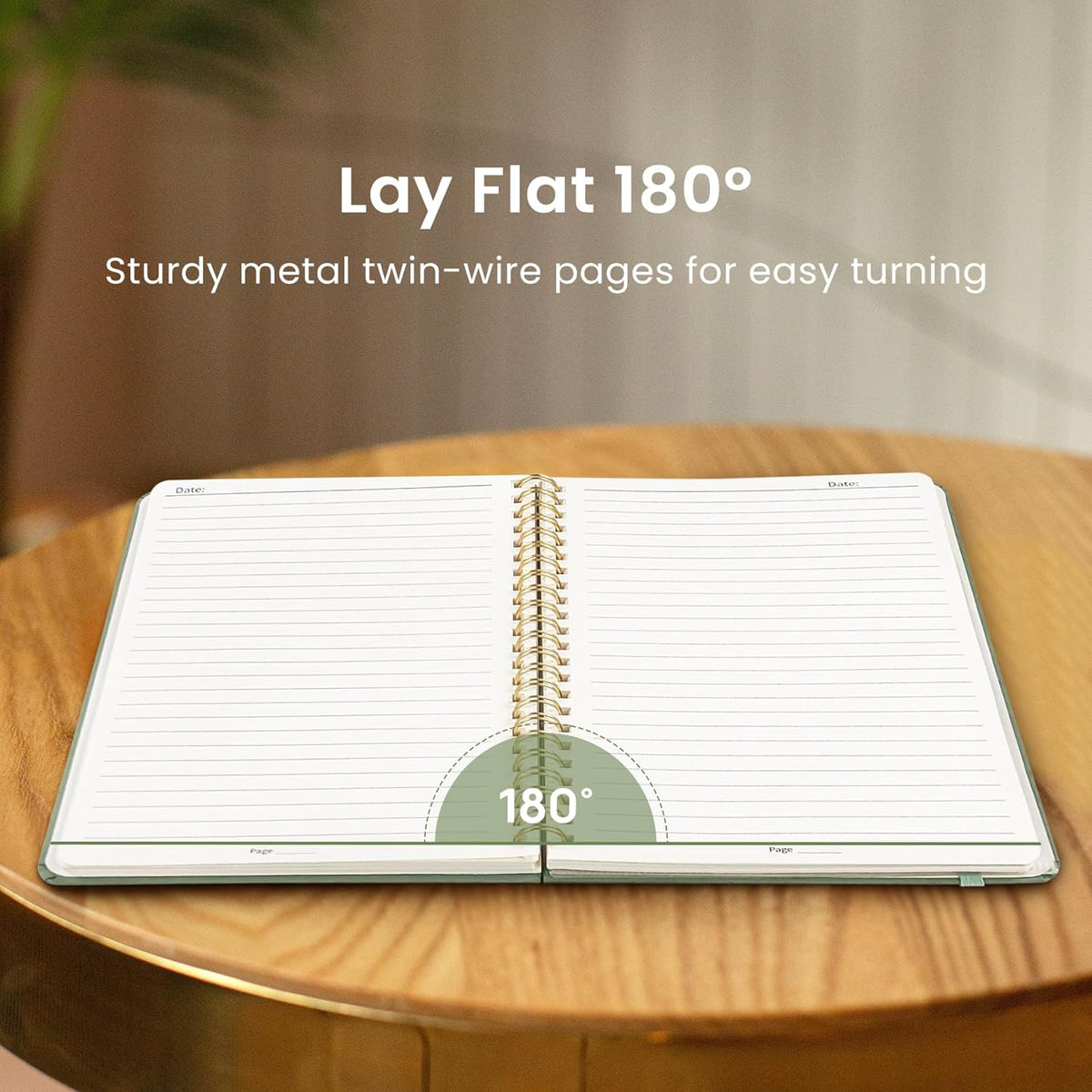 Lined Spiral Journal Notebook for Women & Men, 140 Pages, College Ruled Hardcover Notebook for Work & Note Taking, Journals for Writing, A5(5.7" X 7.9") - Green