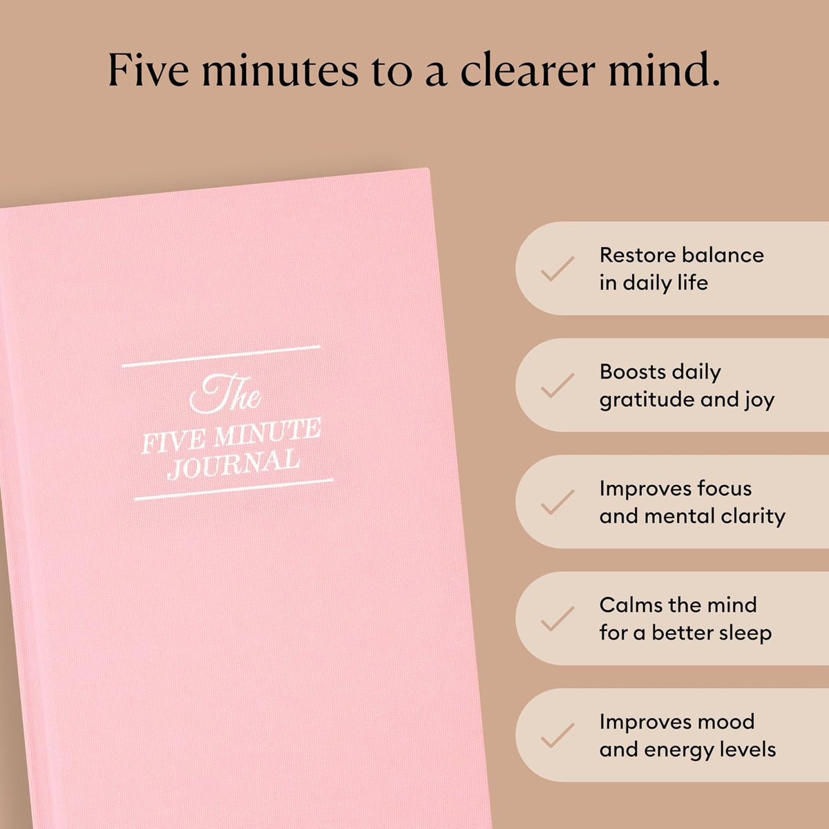: the Five Minute Journal - Daily Gratitude Journal for Happiness, Mindfulness, and Reflection - Undated Life Planner
