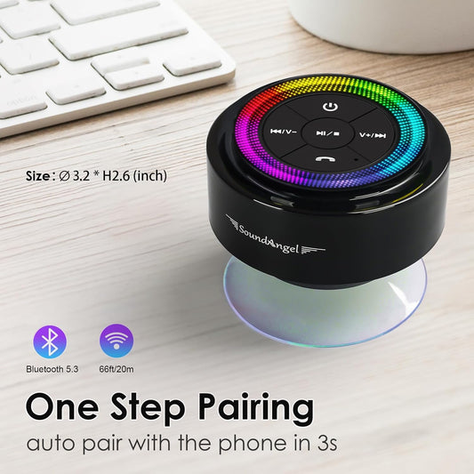 Pro Shower Speaker (Upgraded) Certified IPX7 Waterproof Bluetooth Speaker, 8W Crystal Sound&Rich Bass, 15H Playtime, with Suction Cup, Silicone Lanyard, Ideal Gifts, Soundangel Mate(2 Gen)