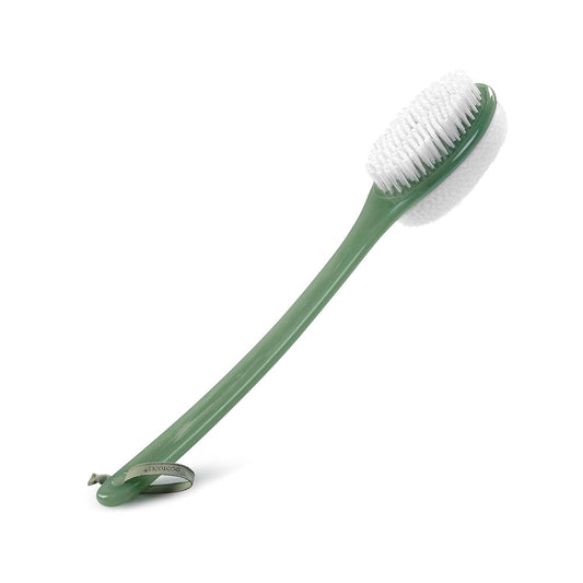 Sea Gems Bath Bristle Brush, Dual-Sided Back Scrubber for Shower | Smooths Rough Spots, Shower Brush for Back, Dual-Sided, Long Handle Bath Brush, Vegan, Low-Waste Design, Body Wash Brush